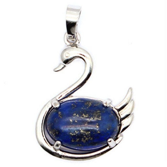 Lapis Lazuli Swan Natural Stones Necklace Gemstone Healing Pendant - Picture 2 of 2